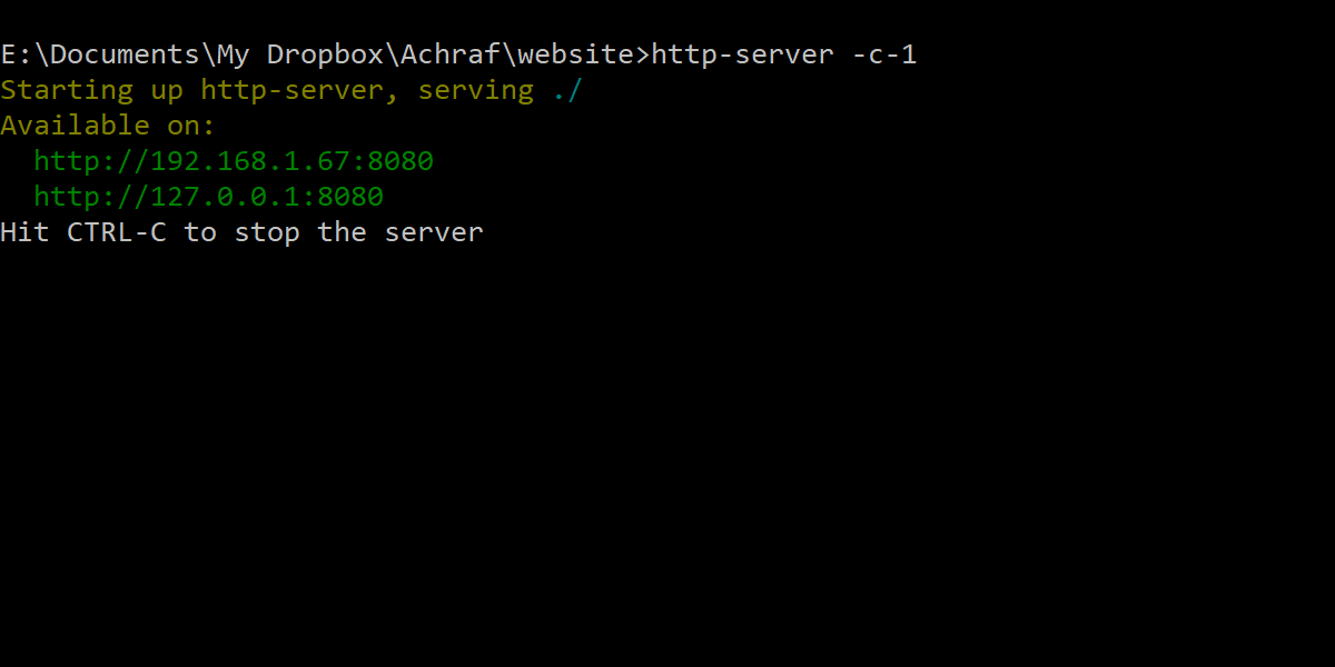 http-server -c-1 in Windows command line
